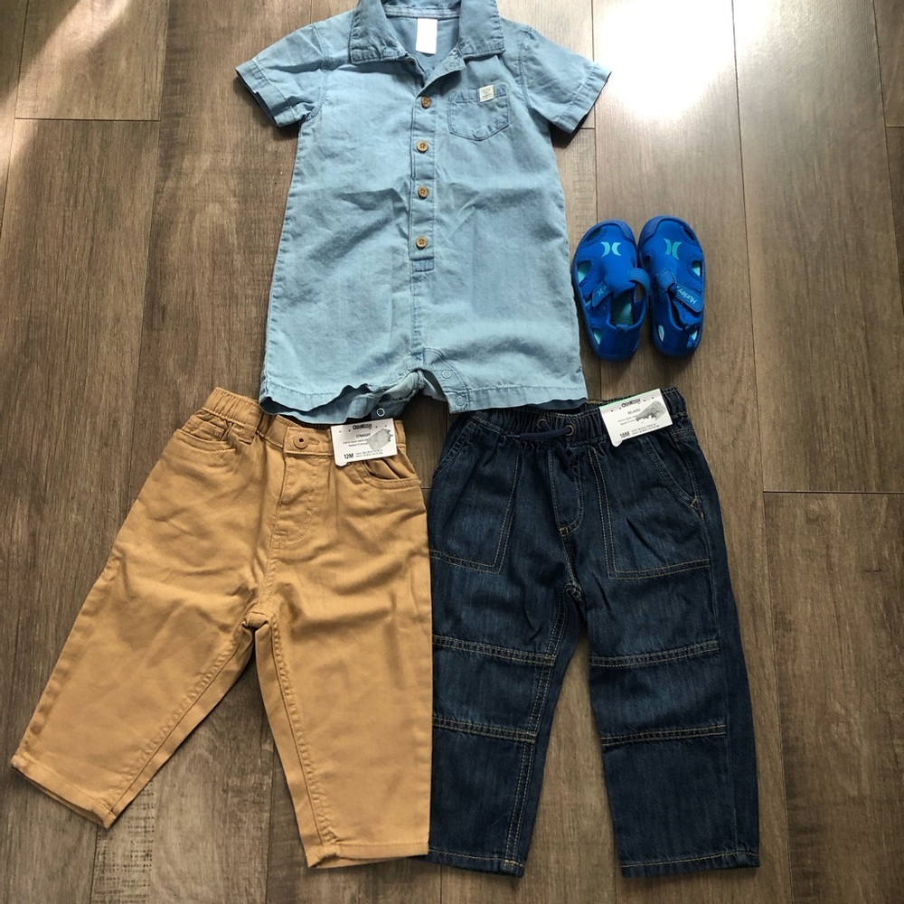 OshKosh B'gosh Tan Pants & Dark Blue Denim Kids Pants